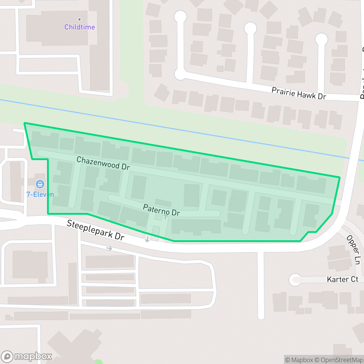 Map showing the location of Steeple Chase Terrace, Houston, TX