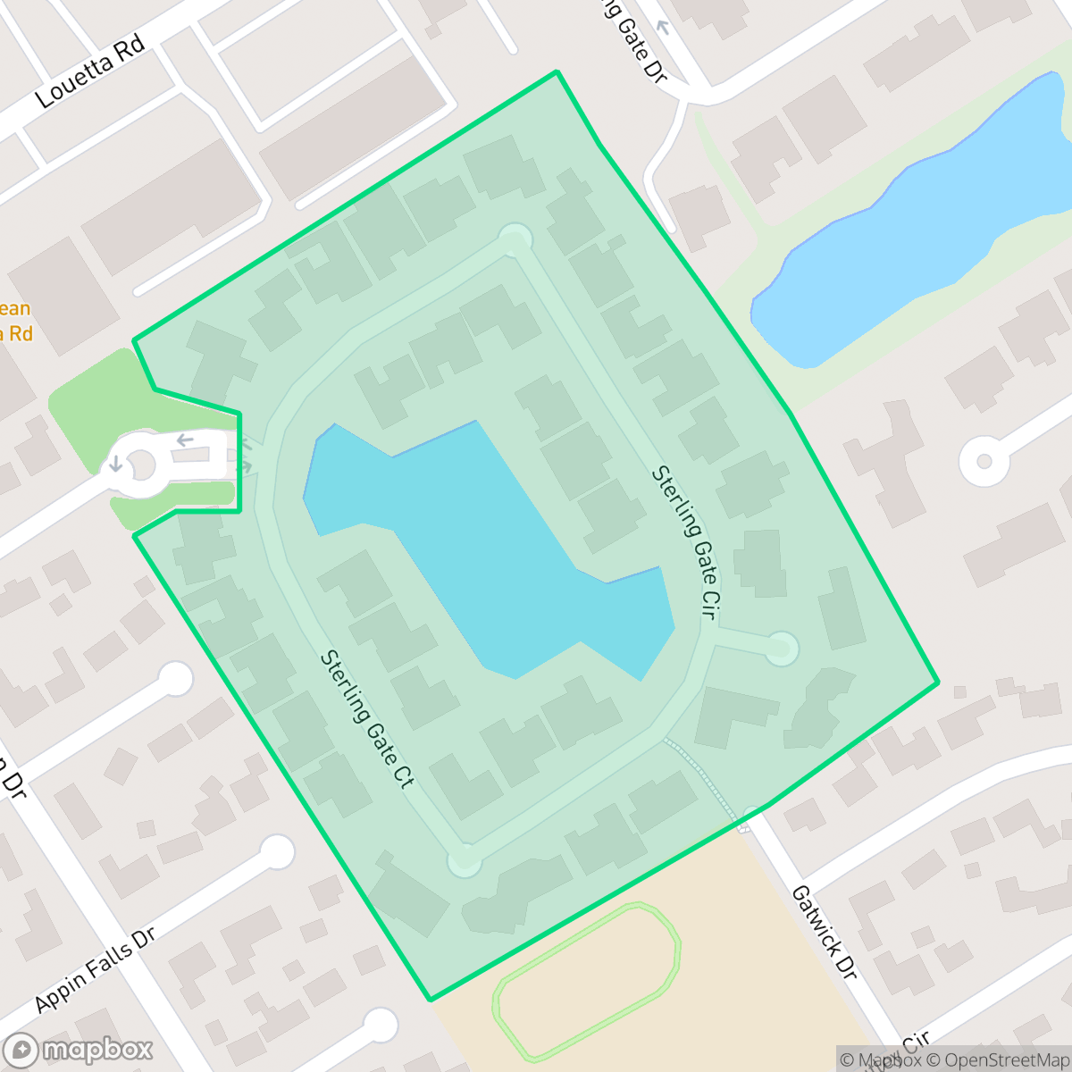 Map showing the location of Sterling Gate Estates, Houston, TX