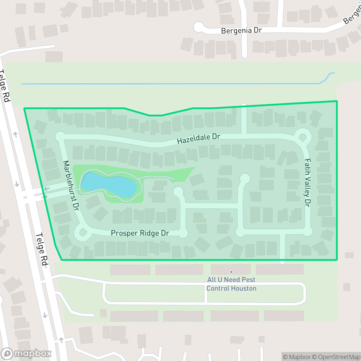 Map showing the location of Stillwater Village, Houston, TX