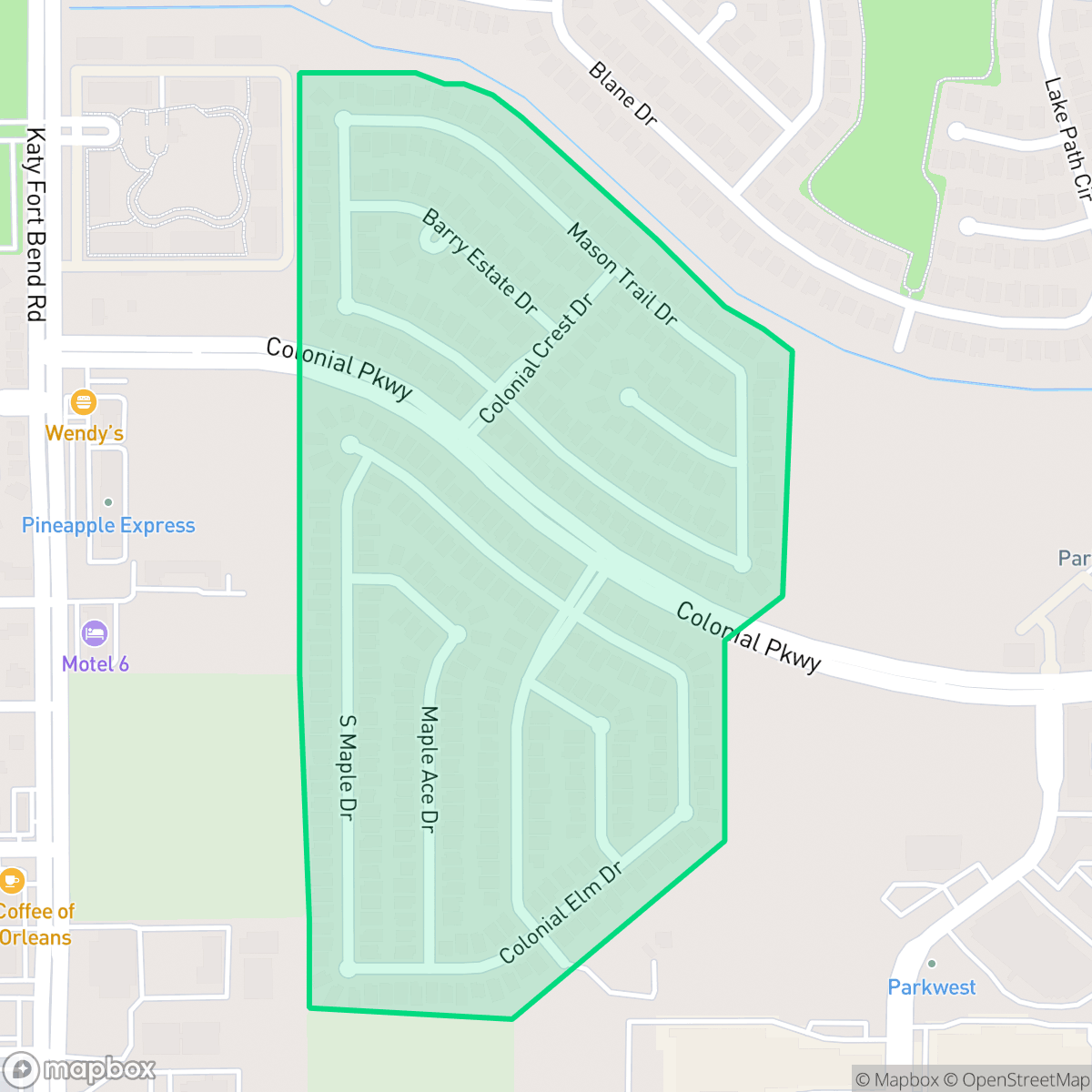 Map showing the location of Stone Crest, Houston, TX