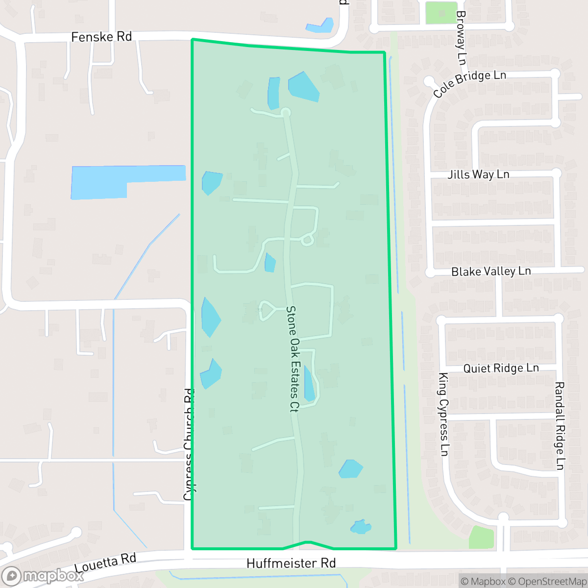 Map showing the location of Stone Oak Estates, Houston, TX