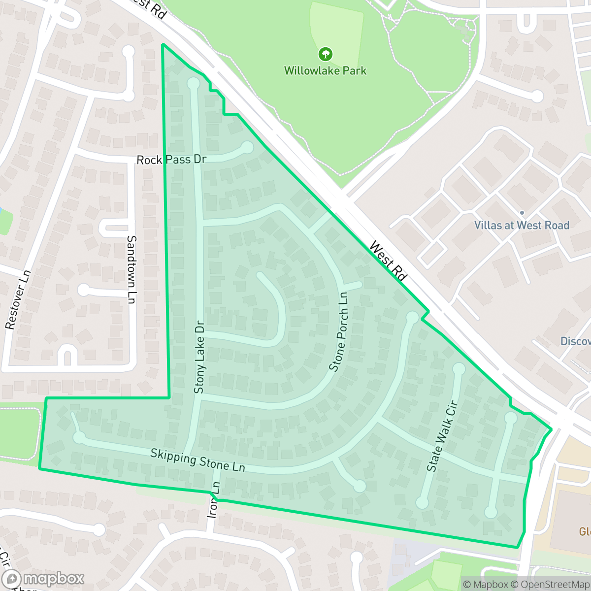 Map showing the location of Stonebridge Village, Houston, TX