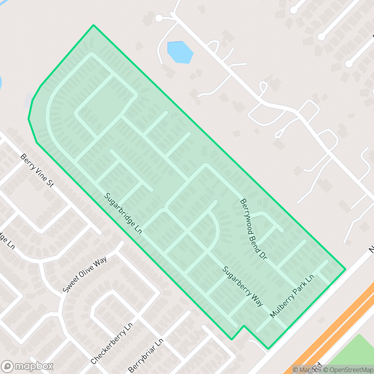 Map showing the location of Sugarberry Place, Houston, TX