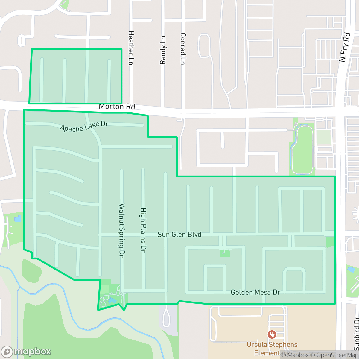 Map showing the location of Sundown Glen, Houston, TX