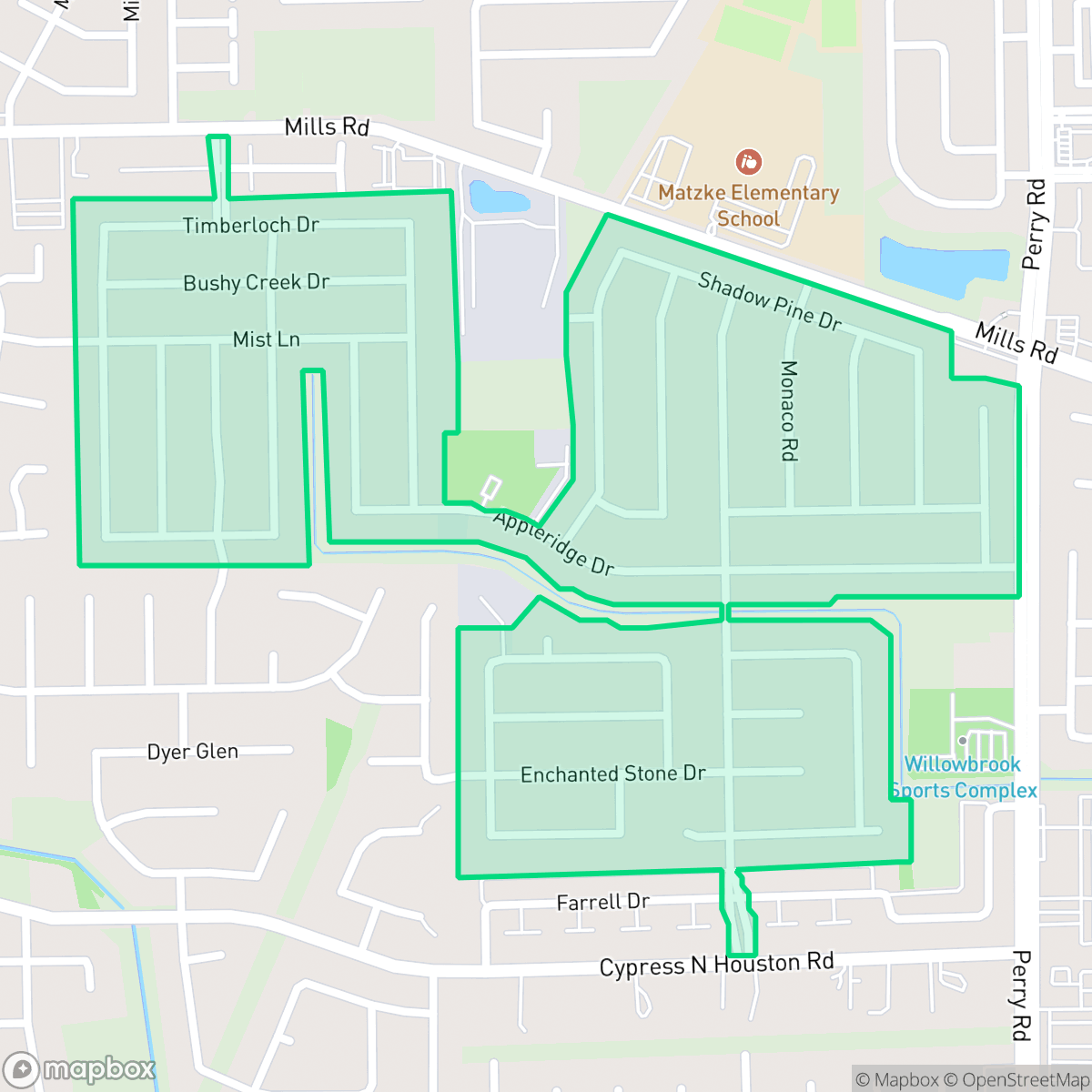 Map showing the location of Tallowwood, Houston, TX