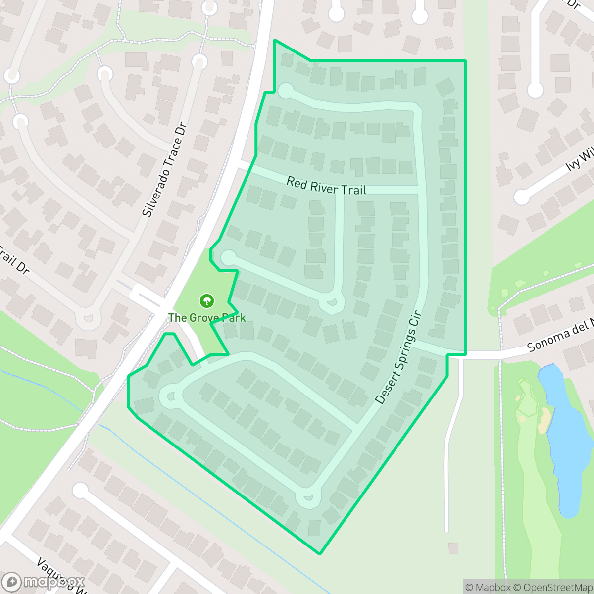 Map showing the location of The Grove, Houston, TX