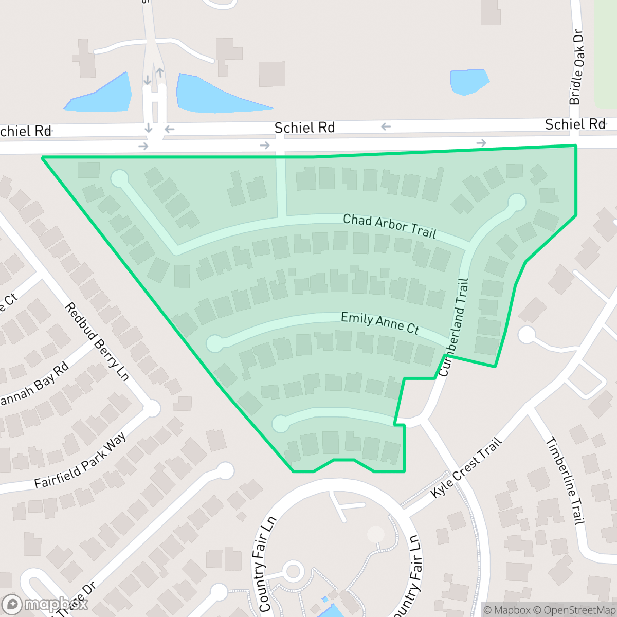 Map showing the location of The Oaks, Houston, TX
