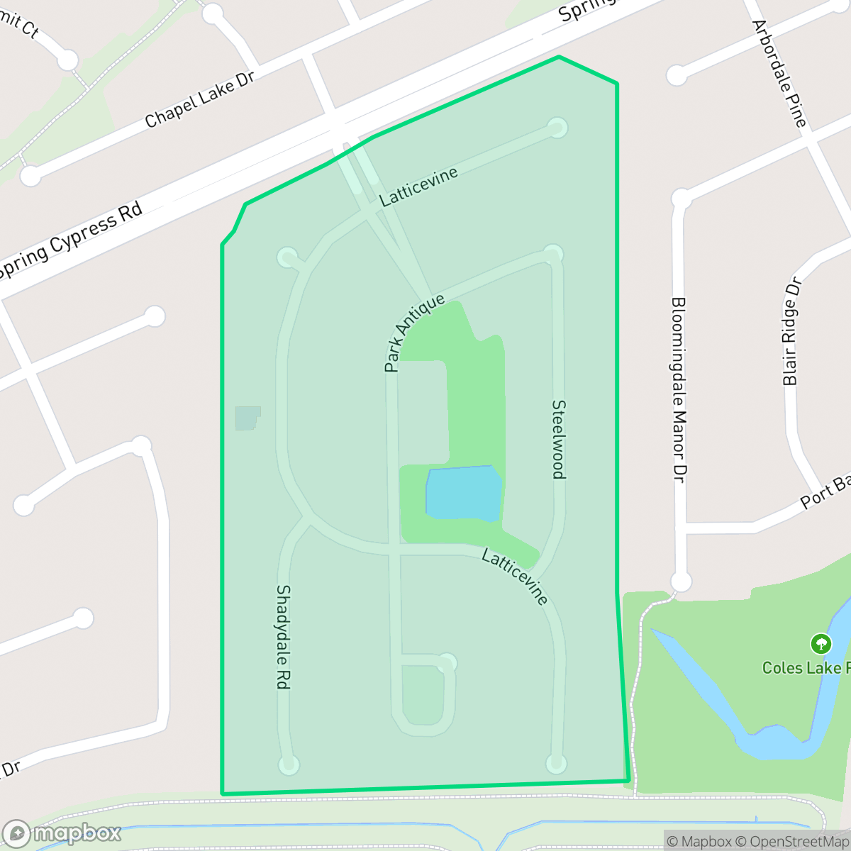 Map showing the location of The Park at Arbordale, Houston, TX