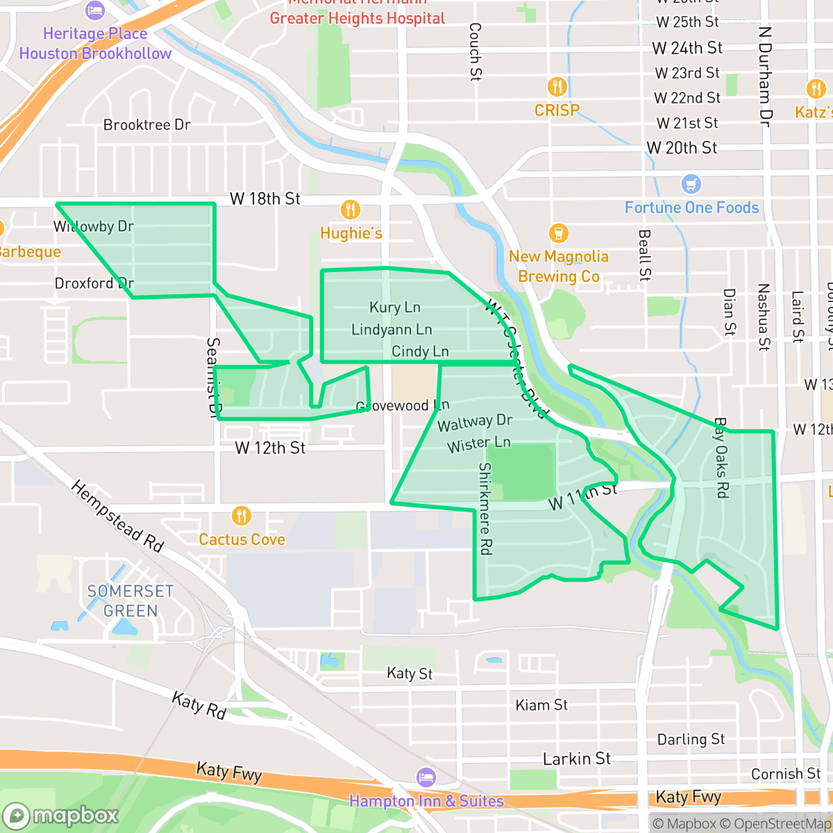 Map showing the location of Timbergrove Manor, Houston, TX