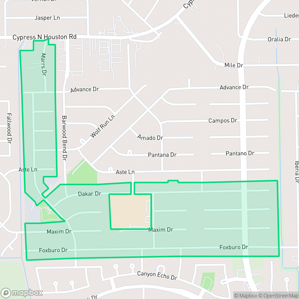 Map showing the location of Tower Oaks Meadows, Houston, TX
