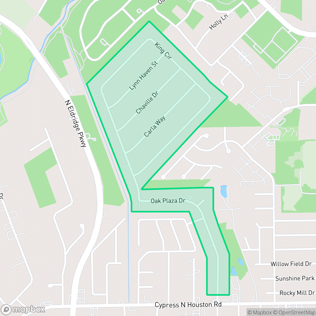 Map showing the location of Tower Oaks Plaza, Houston, TX