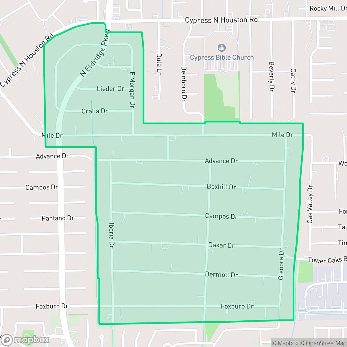 Map showing the location of Tower Oaks, Houston, TX