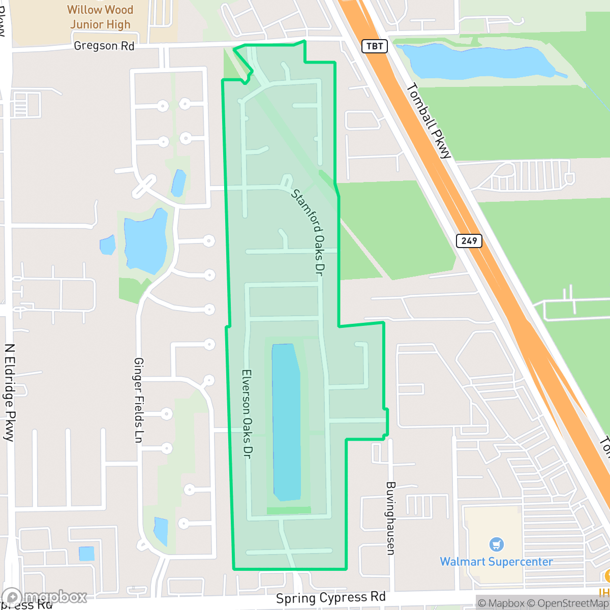 Map showing the location of Trails of Cypress Lake, Houston, TX