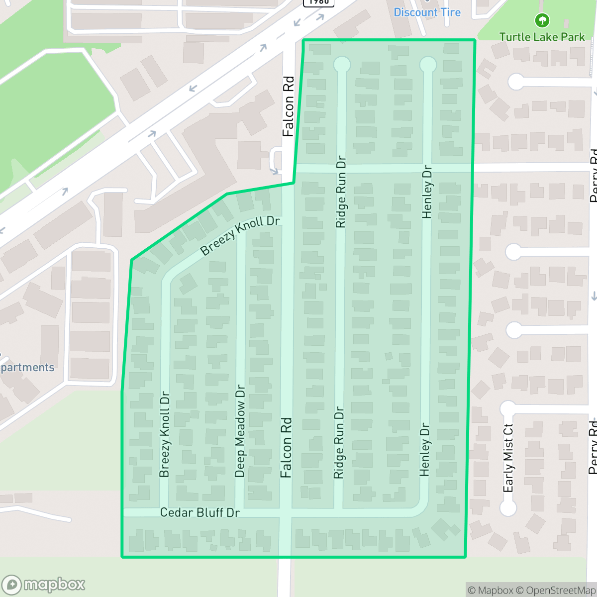 Map showing the location of Turtle Hill Village, Houston, TX