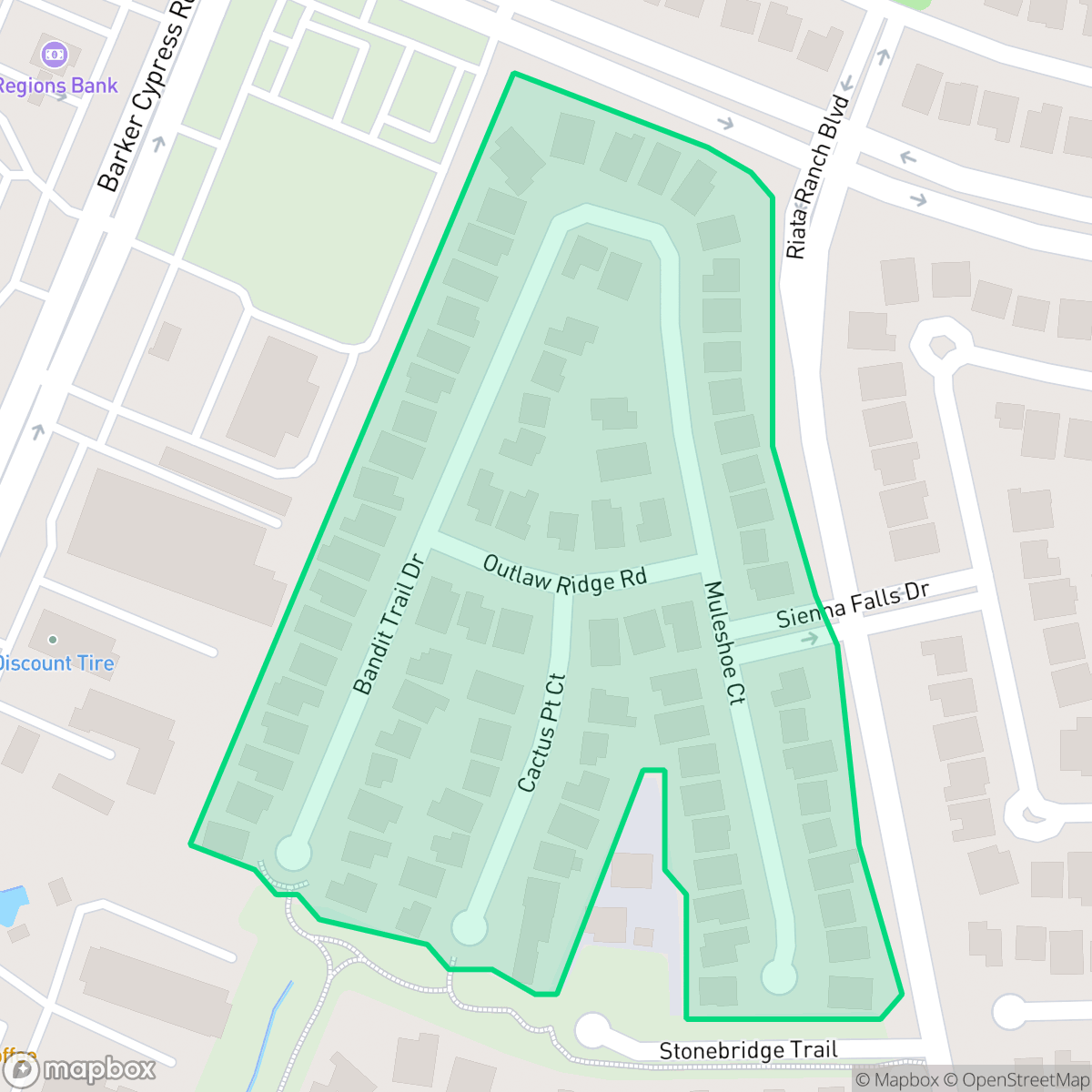 Map showing the location of Vaquero Ridge, Houston, TX