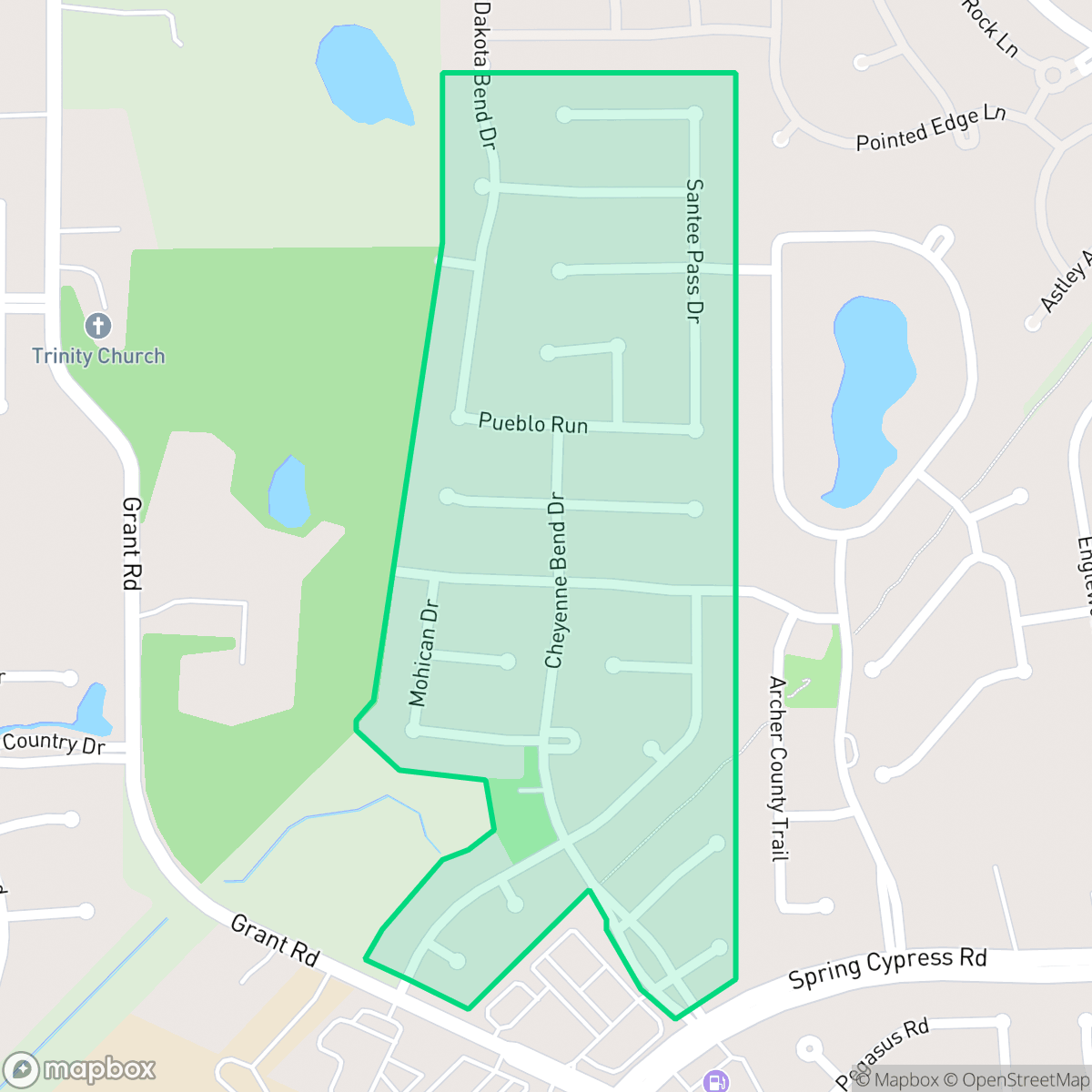 Map showing the location of Village of Indian Trails, Houston, TX