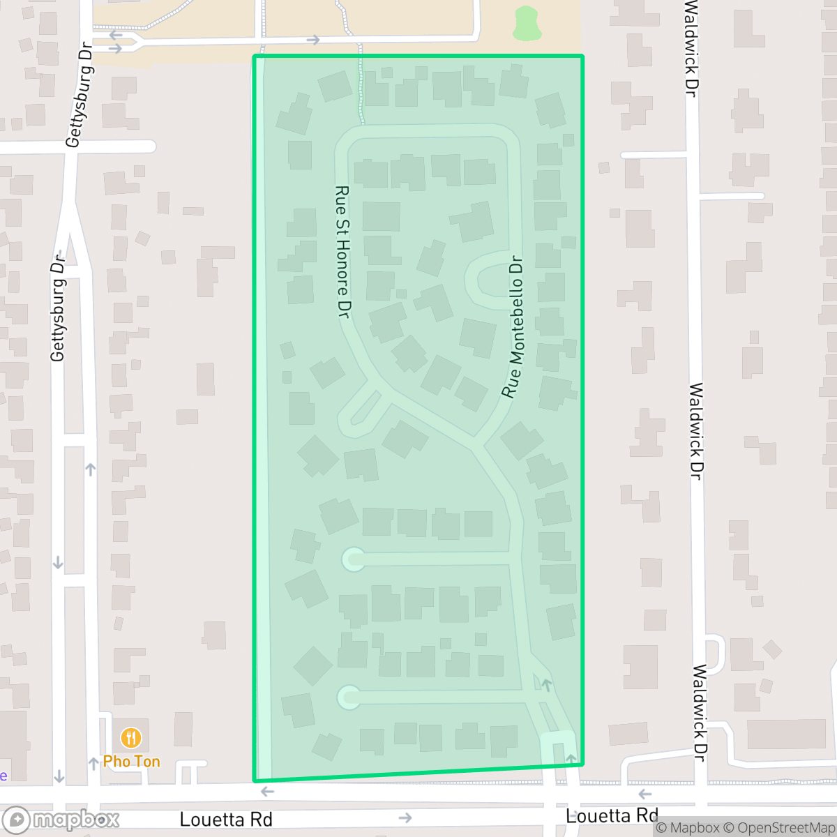 Map showing the location of Villaggio, Houston, TX