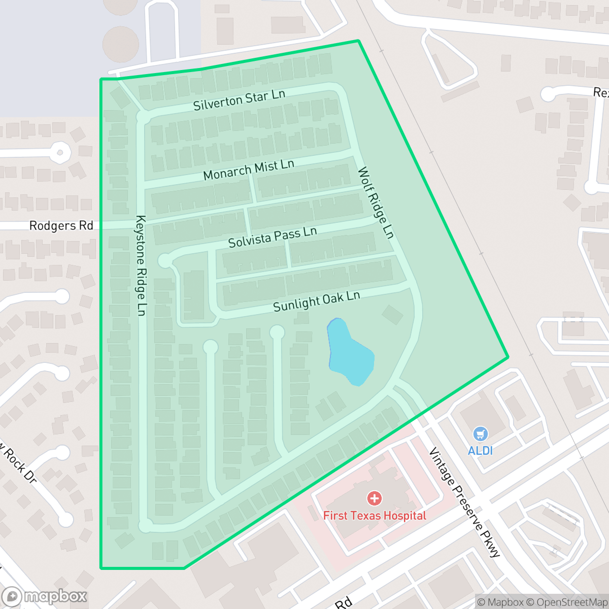Map showing the location of Vintage Royale, Houston, TX
