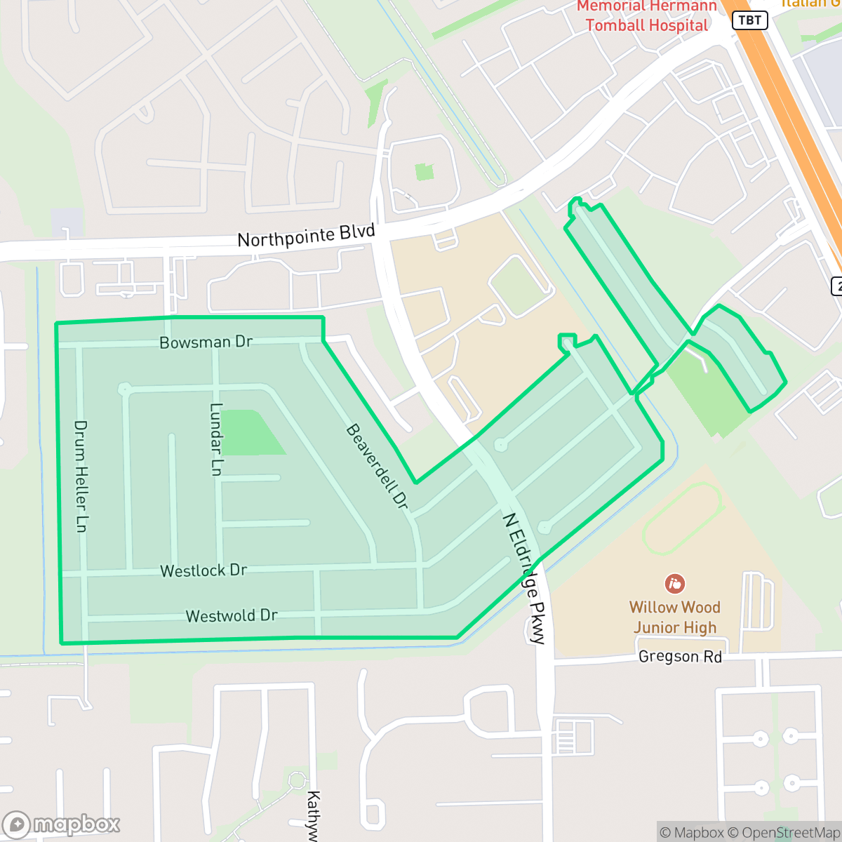 Map showing the location of Westbourne, Houston, TX