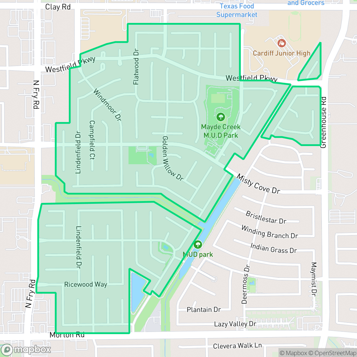 Map showing the location of Westfield, Houston, TX