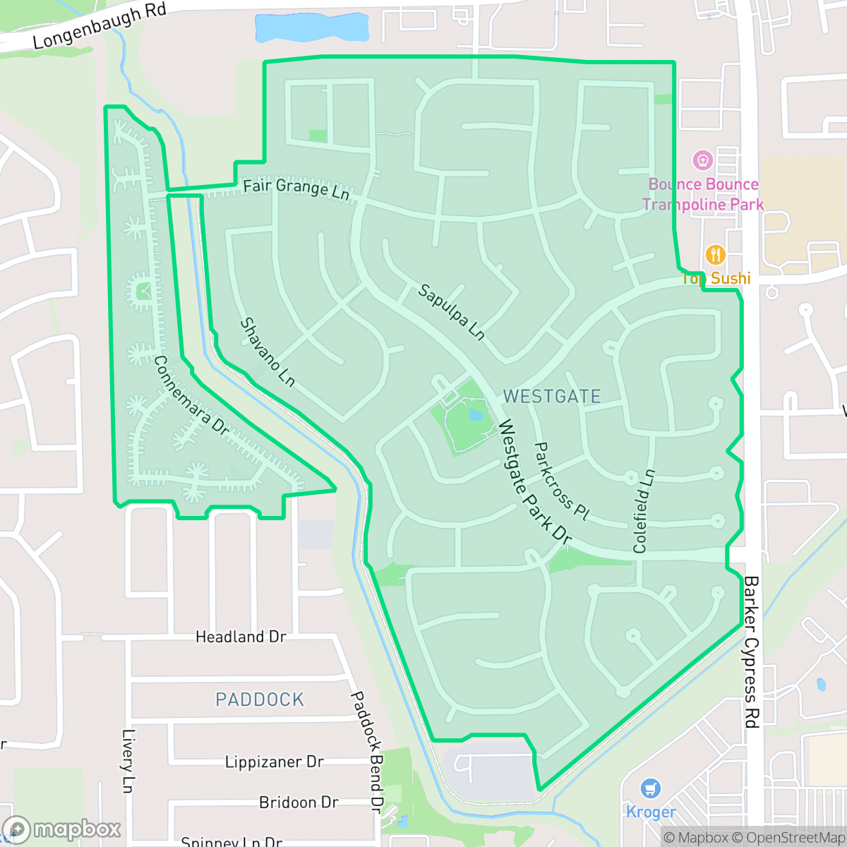 Map showing the location of Westgate, Houston, TX