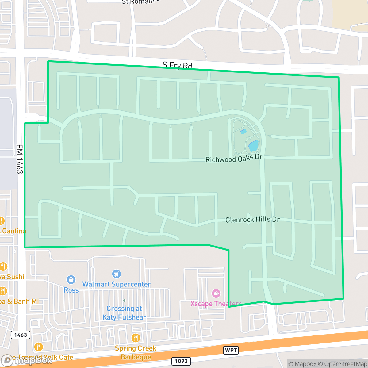 Map showing the location of Westheimer Lakes North, Houston, TX