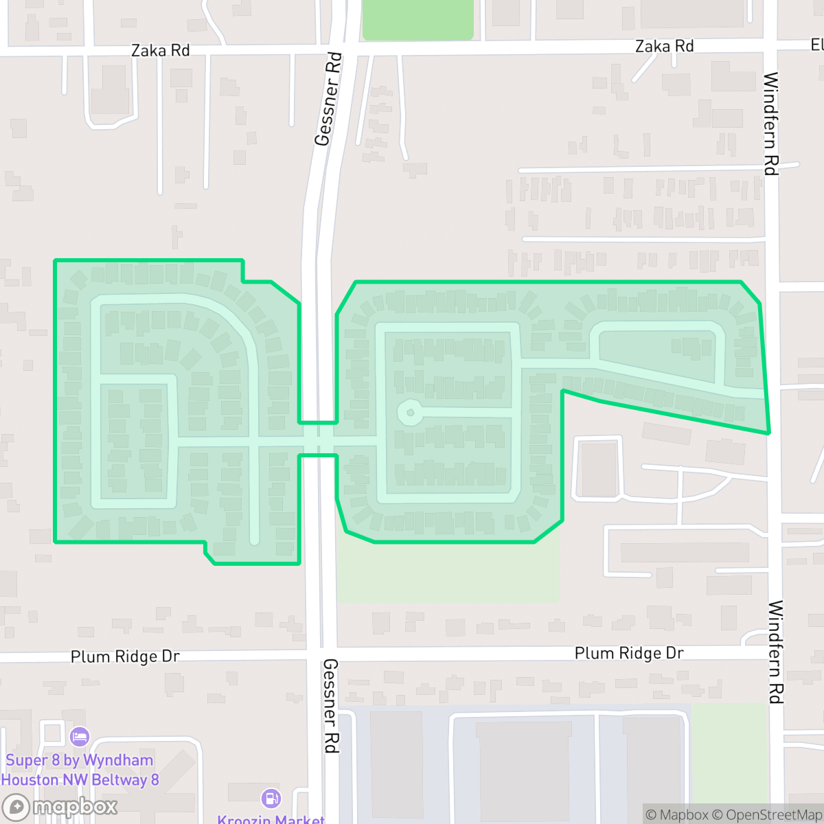 Map showing the location of Westwood Gardens, Houston, TX
