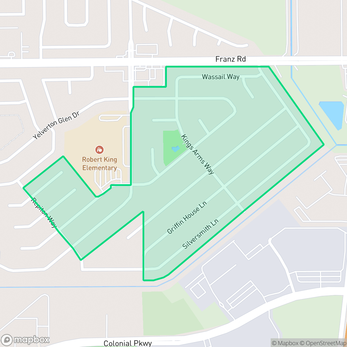 Map showing the location of Williamsburg Hamlet, Houston, TX