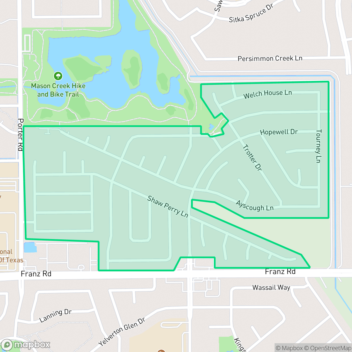 Map showing the location of Williamsburg Parish, Houston, TX