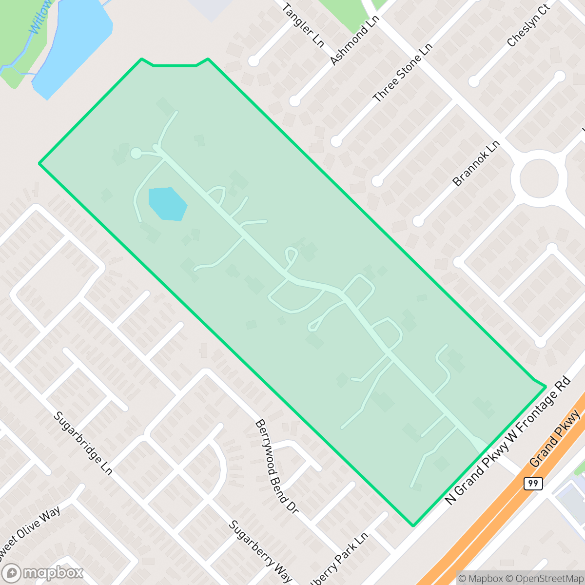 Map showing the location of Willow Glen, Houston, TX
