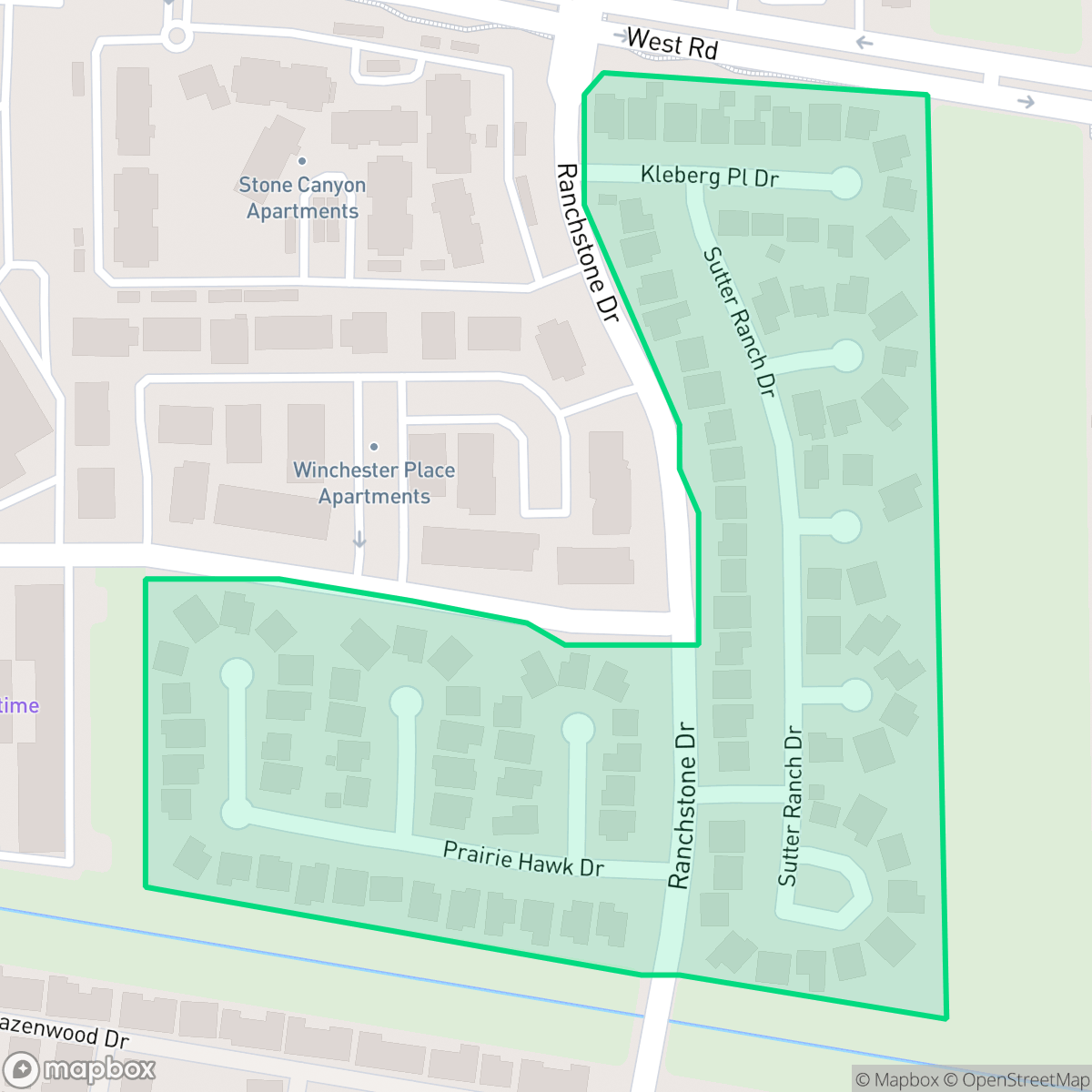 Map showing the location of Winchester Meadows, Houston, TX
