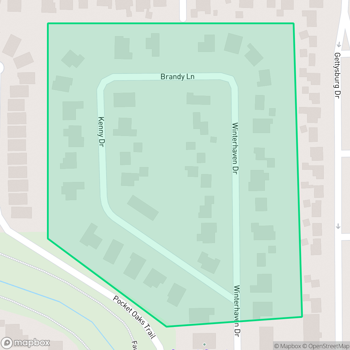 Map showing the location of Winterhaven, Houston, TX