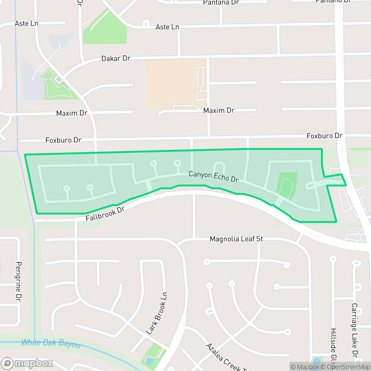 Map showing the location of Wortham Falls, Houston, TX