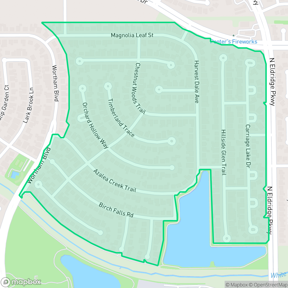 Map showing the location of Wortham Park, Houston, TX