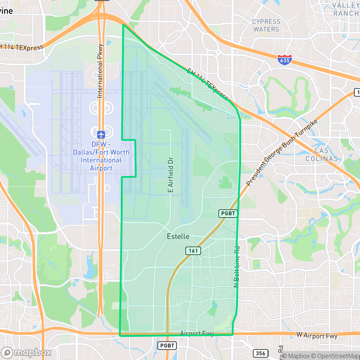 Map showing the location of Northwest, Irving, TX