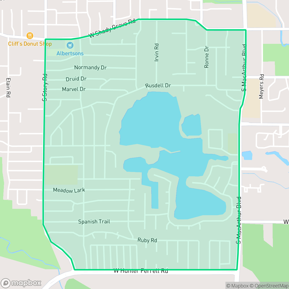 Map showing the location of Vilbig, Irving, TX