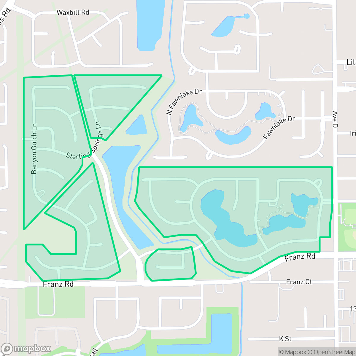 Map showing the location of Falls at Green Meadows, Katy, TX