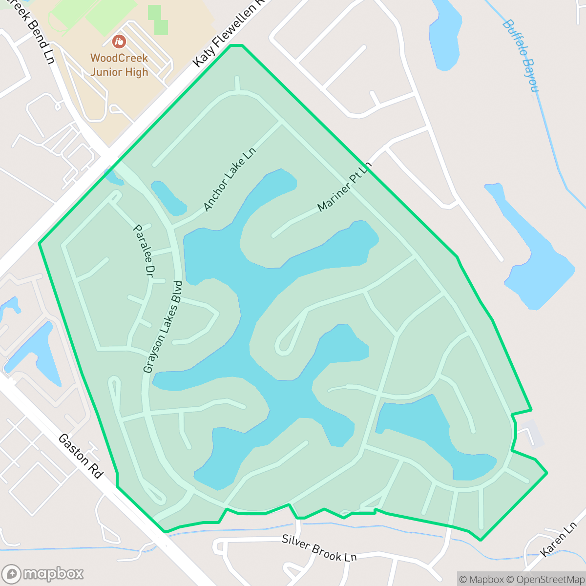 Map showing the location of Grayson Lakes, Katy, TX