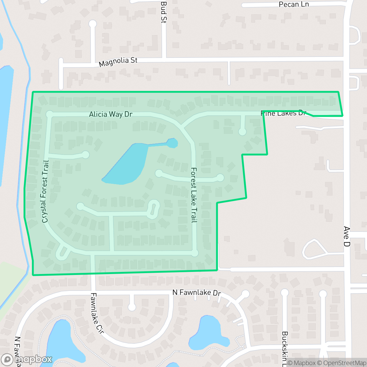 Map showing the location of Pine Lakes, Katy, TX