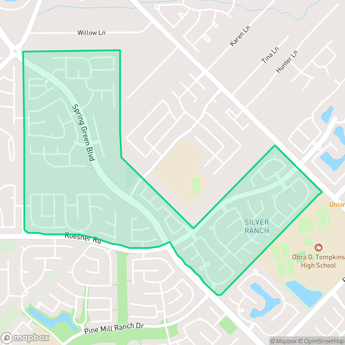 Map showing the location of Silver Ranch, Katy, TX