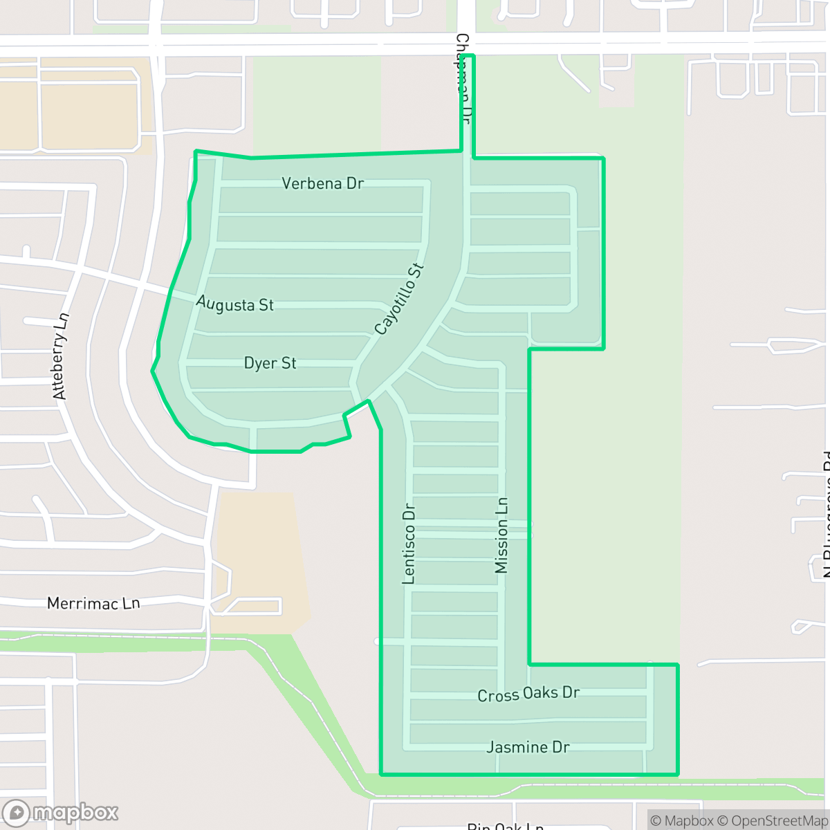 Map showing the location of Millbrook East, Lancaster, TX