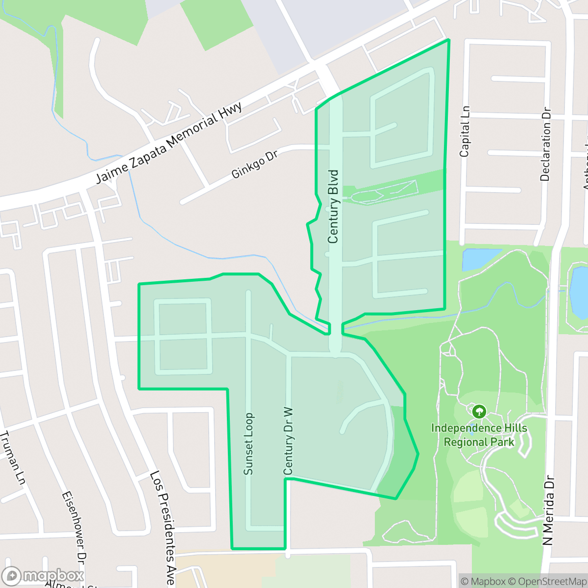 Map showing the location of Century City, Laredo, TX