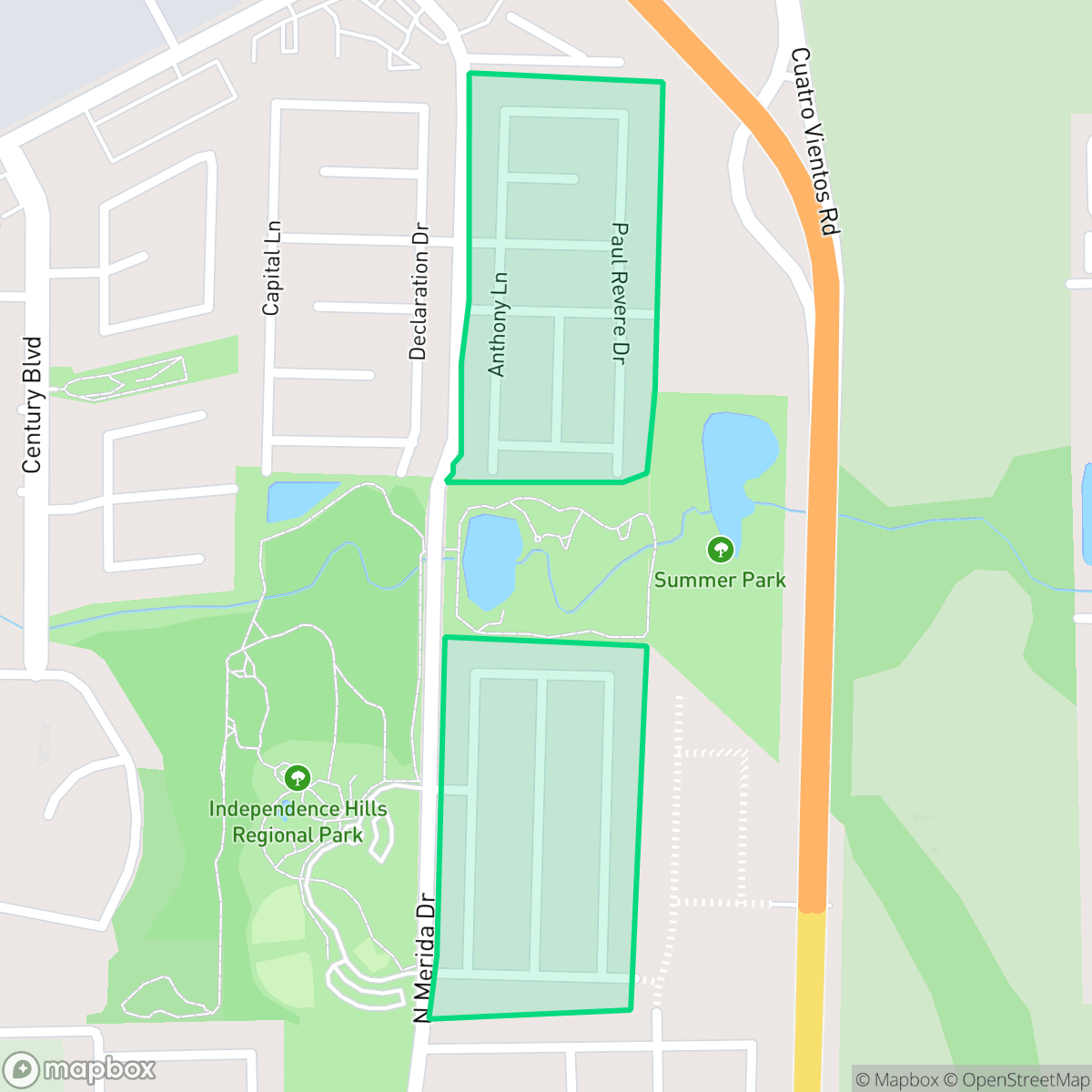 Map showing the location of Freedom Park, Laredo, TX