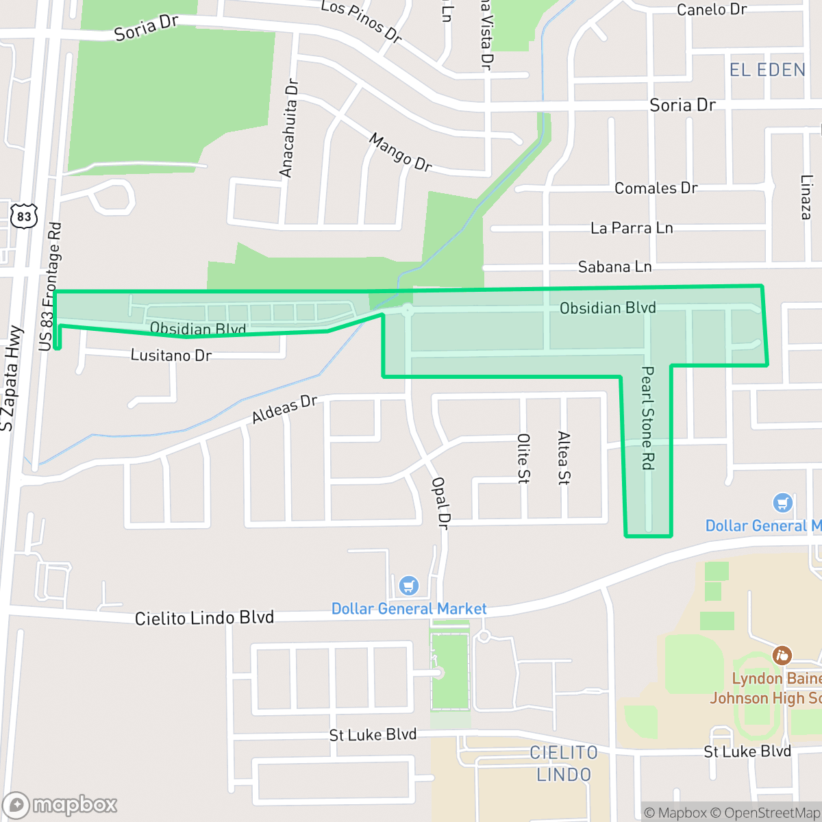 Map showing the location of La Joya, Laredo, TX