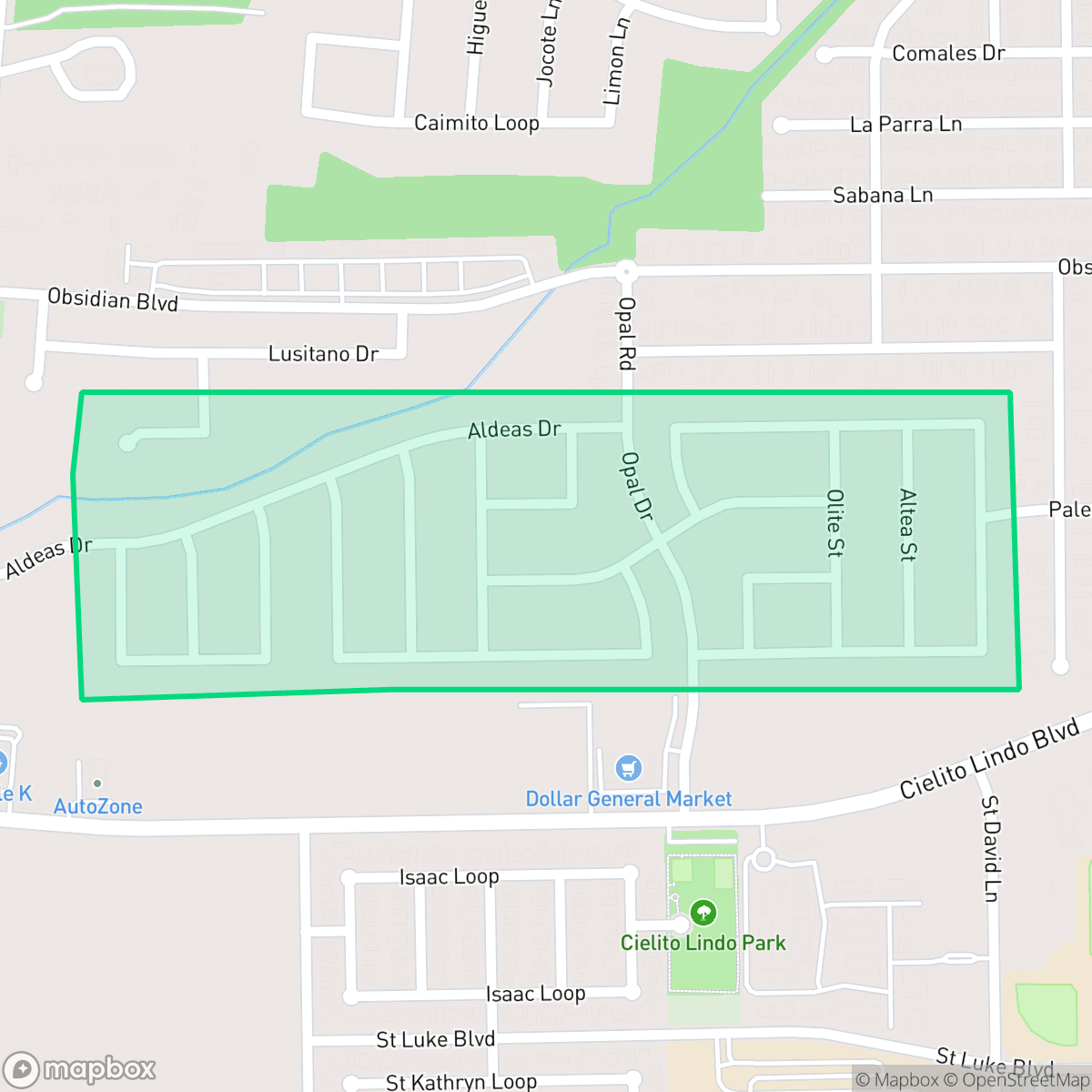 Map showing the location of Las Aldeas, Laredo, TX