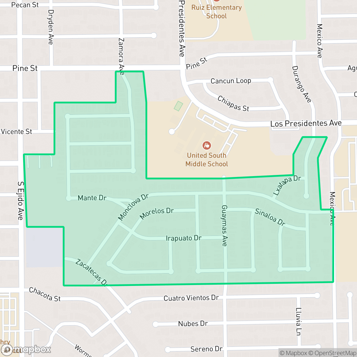 Map showing the location of Las Americas, Laredo, TX