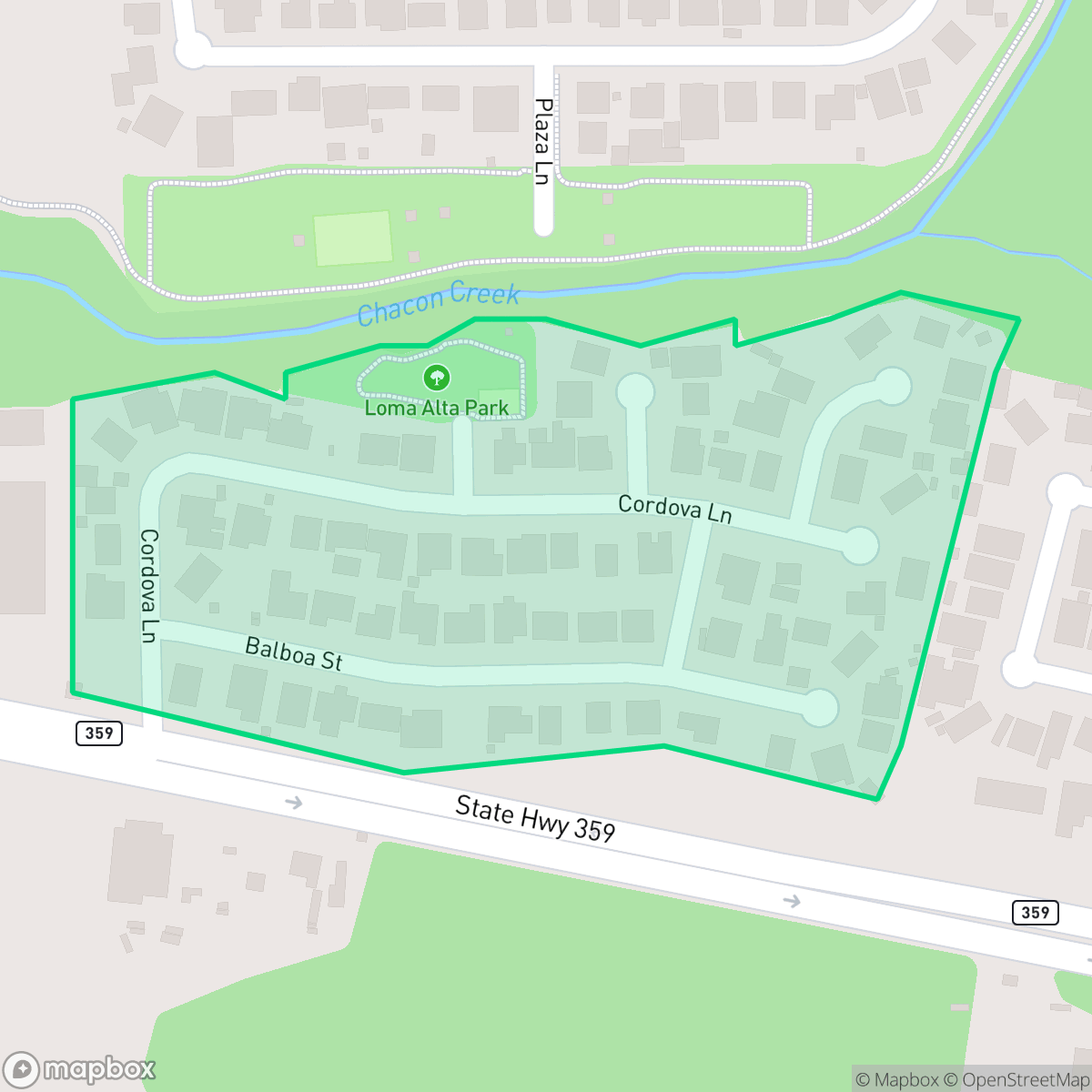 Map showing the location of Loma Alta, Laredo, TX