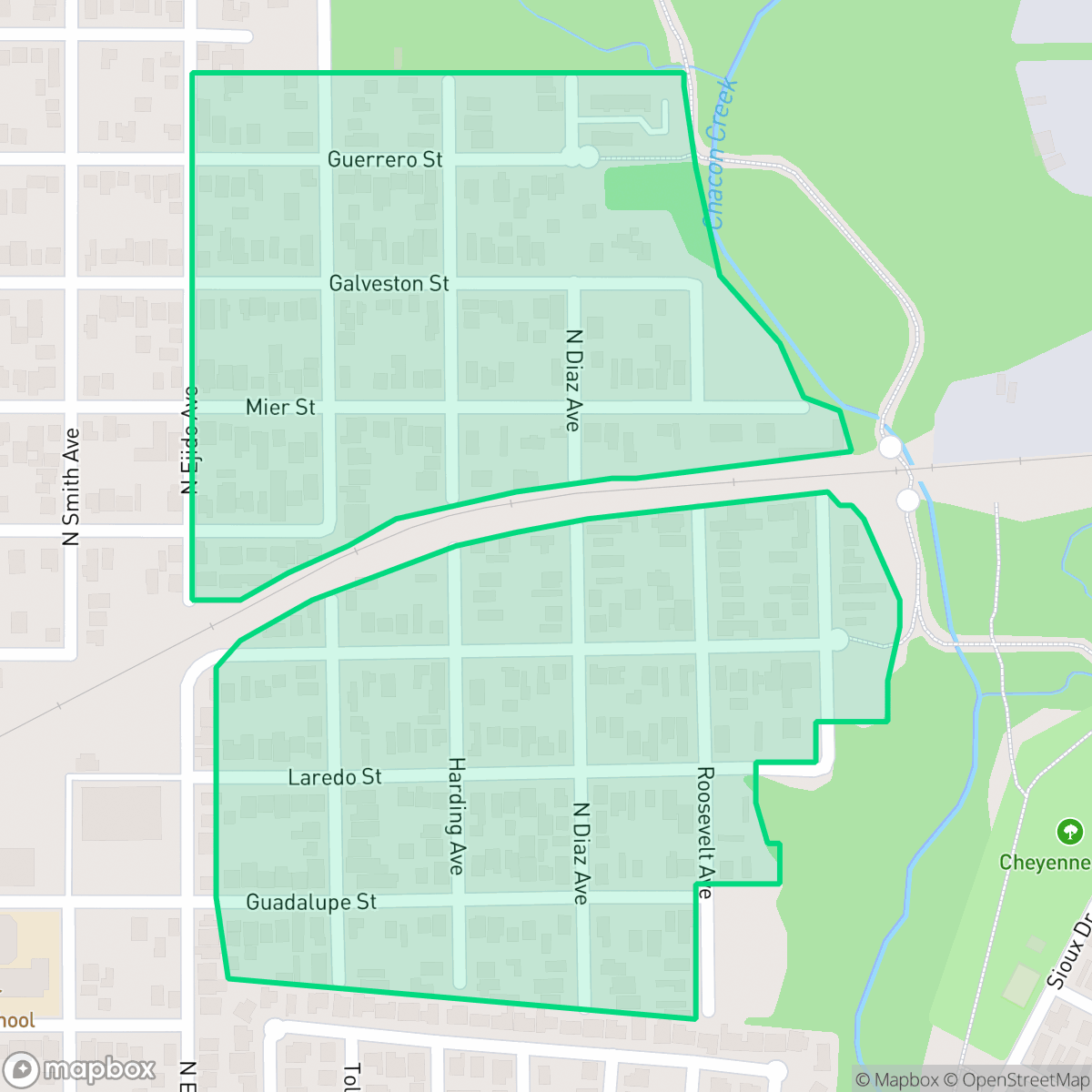Map showing the location of Moreno Addition Subdivision, Laredo, TX