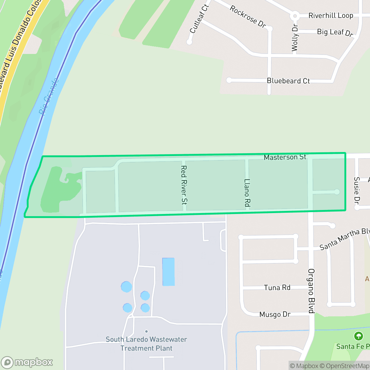 Map showing the location of Riverside, Laredo, TX