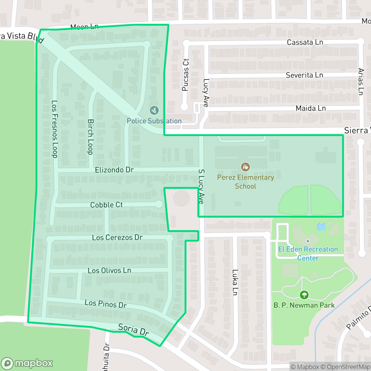 Map showing the location of Sierra Vista, Laredo, TX